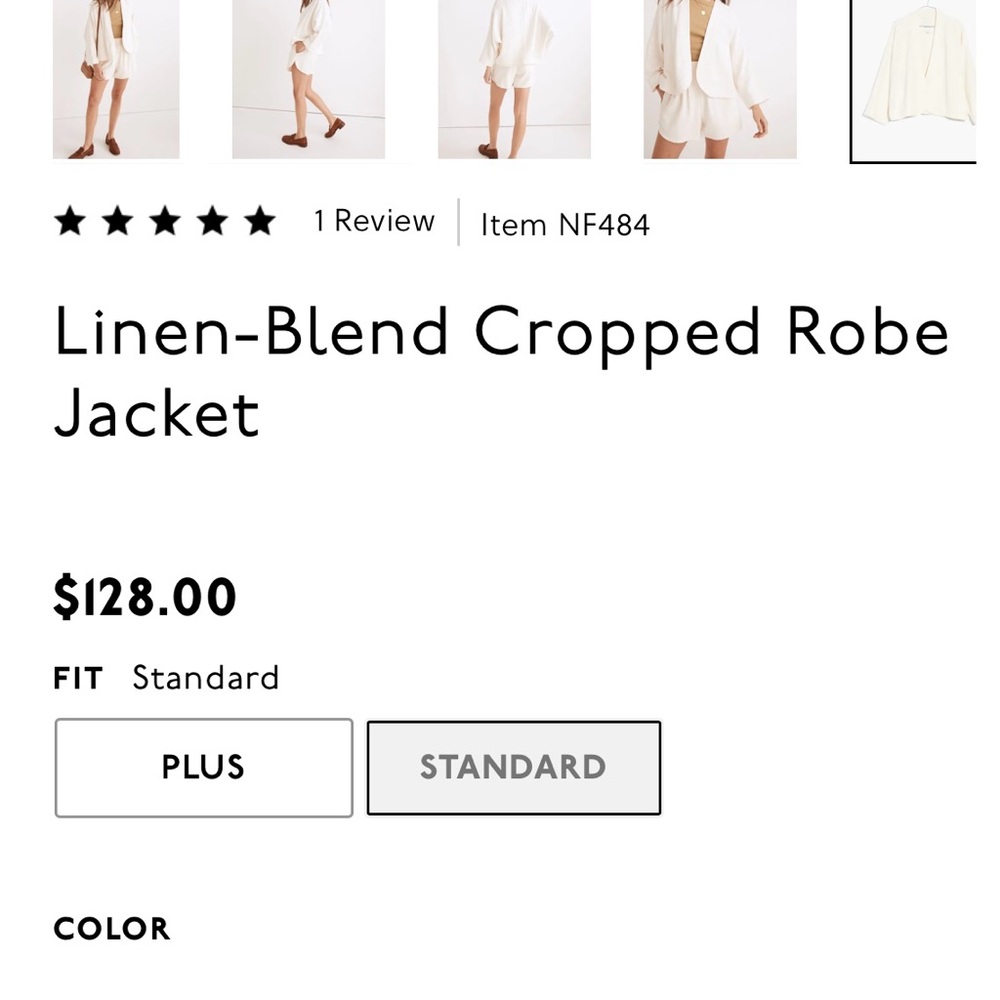 Madewell Linen-Blend Cropped Robe Jacket Small - Picture 9 of 9